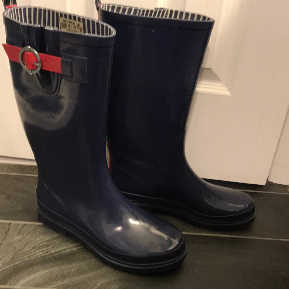 Nautical rain boots